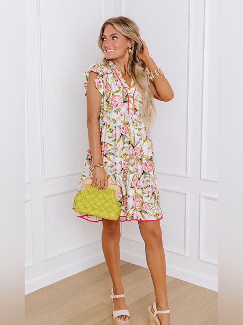 Umgee Pink Floral Mini Dress